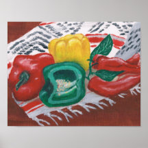Peppers on Mexican Blanket Print