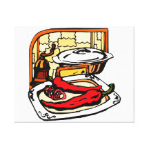 Peppers pan grinder kitchen scene graphic canvas prints