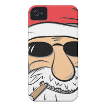 Père Noël avec des lunettes de soleil cigarette et Coque iPhone 4 Case-Mate