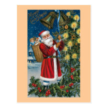 "Père Noël cru sonne Bells" Carte Postale