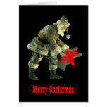 Père Noël dans le camouflage Cartes De Vœux
