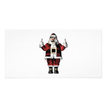 Père Noël donnant le doigt Photocartes Personnalisées