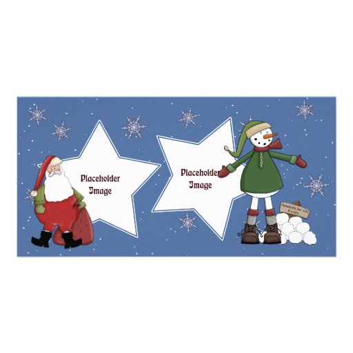 Père Noël et bonhomme de neige Cartes De Vœux Avec Photo