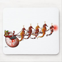 Père Noël et hippocampe Sleigh Mousepad Tapis De Souris