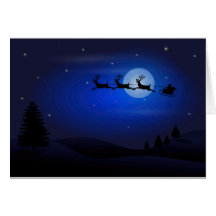 Père Noël et son sleigh. Carte De Vœux