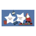 Père Noël, le train, le cadeau et le Noël tressent Cartes De Vœux Avec Photo
