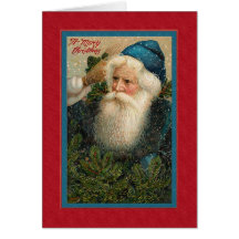 Père Noël songeur victorien vintage Carte De Vœux