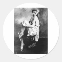 Perfect Girl Vintage Glamour Photo 1909 Round Stickers
