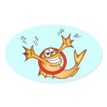 Performing Fish Oval Stickers
