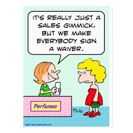 perfume sign waiver sales gimmick post cards