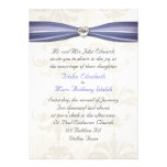 Periwinkle Blue & Cream Damask Wedding Invitation