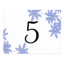 Periwinkle Blue Daisies Table Number Post Card