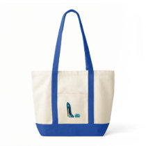 Periwinkle Blue Stiletto Shoe and Rose Canvas Bag