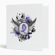 Periwinkle Ribbon And Wings Stomach Cancer Vinyl Binders