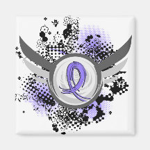 Periwinkle Ribbon And Wings Stomach Cancer Magnets