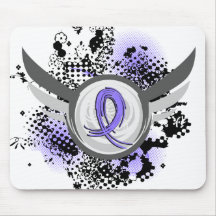 Periwinkle Ribbon And Wings Stomach Cancer Mouse Pads