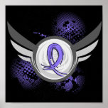 Periwinkle Ribbon And Wings Stomach Cancer Poster