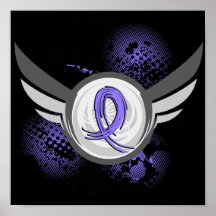 Periwinkle Ribbon And Wings Stomach Cancer Poster