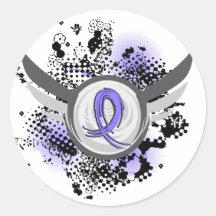 Periwinkle Ribbon And Wings Stomach Cancer Stickers