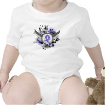 Periwinkle Ribbon And Wings Stomach Cancer Baby Bodysuits