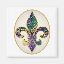 Perle Fleur de lis de mardi gras Aimant Pour Réfrigérateur