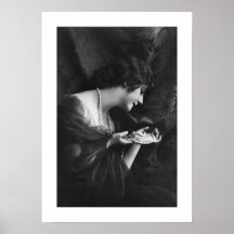 perles fleuries noires et blanches de draperie de  poster