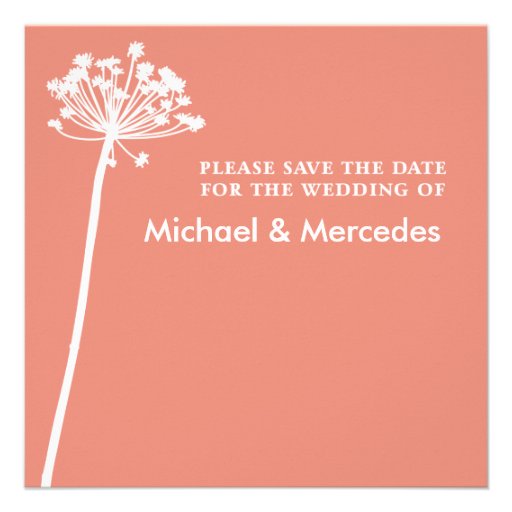 Persimmon Dandelion Save the Date Invitation