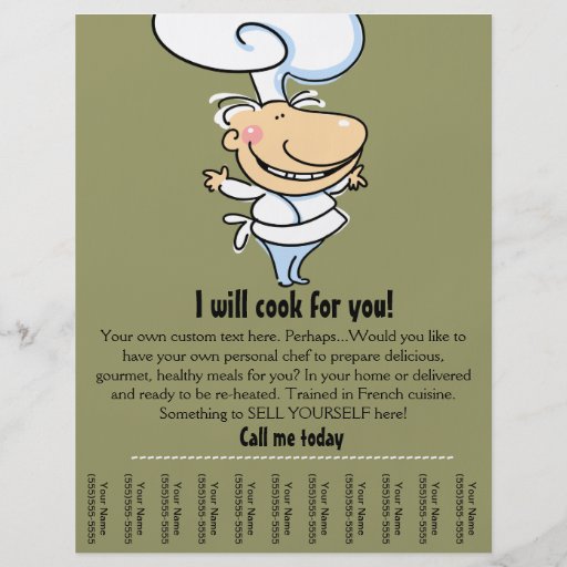 Personal chef/catering tear sheet flyer