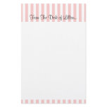 Personal, customizable pink and white stripe stationery