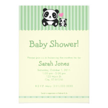 Personal Photo Panda Baby Shower - Green Personalized Invitation