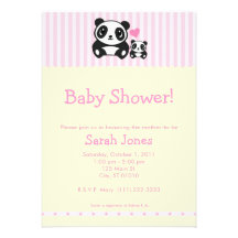 Personal Photo Panda Baby Shower - Pink Personalized Invites