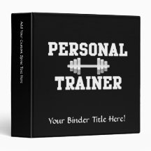 Personal Trainer Black and White Dumbell Training 3 Ring Binders