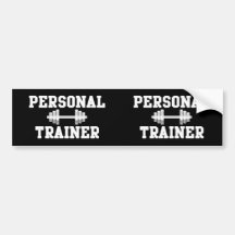 Personal Trainer Black and White Dumbell Training Bumper Stickers
