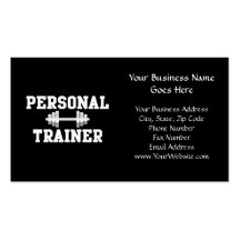 Personal Trainer Black and White Dumbell Training Business Card Template