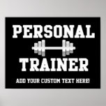 Personal Trainer Black and White Dumbell Training Posters
