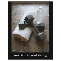 Personal Trainer or Fitness Dumbells Towel & Water Personalized Flyer
