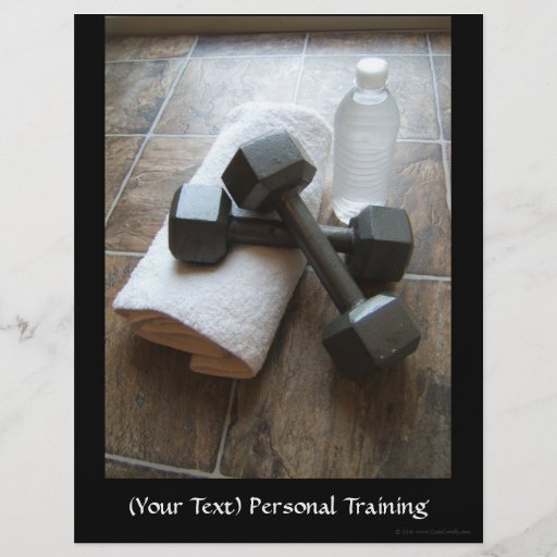 Personal Trainer or Fitness Dumbells Towel & Water Personalized Flyer