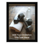 Personal Trainer or Fitness Dumbells Towel & Water Invitations
