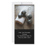 Personal Trainer or Fitness Dumbells Towel & Water photo cards