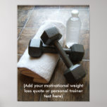 Personal Trainer or Fitness Dumbells Towel & Water Posters