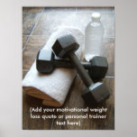 Personal Trainer or Fitness Dumbells Towel & Water Posters