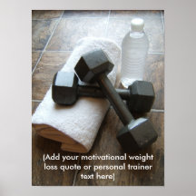 Personal Trainer or Fitness Dumbells Towel & Water Posters