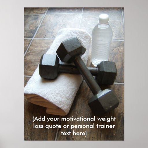 Personal Trainer or Fitness Dumbells Towel & Water Posters