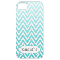 Personalised aqua blue ombre chevron iphone 5 case casemate cases