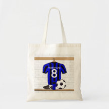 Personalised Black and blue football soccer Jersey Bag