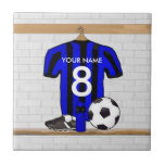 Personalised Black and blue football soccer Jersey Tile