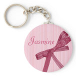 Personalised Name Keyring - Pink Ribbon Keychain
