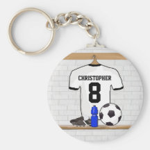 Personalised white and black football soccer Jerse Keychains