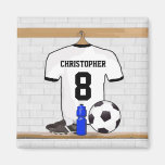 Personalised white and black football soccer Jerse Refrigerator Magnet