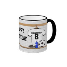 Personalised white and black football soccer Jerse Coffee Mug